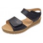 Sandale dama negre din piele naturala cu talpa confort si inchidere velcro dubla CP12N